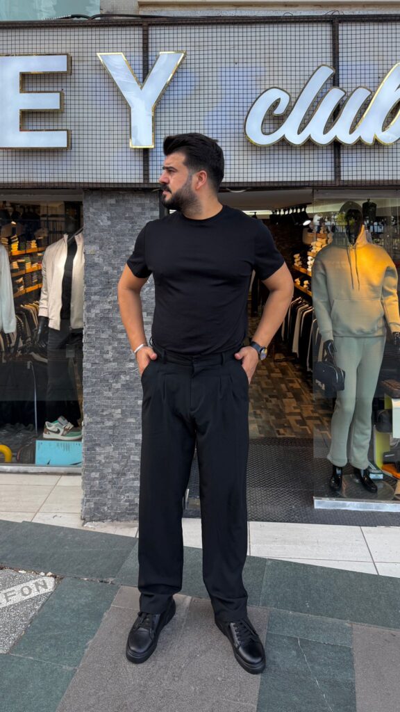 Pile Detaylı Baggy Pantolon Siyah