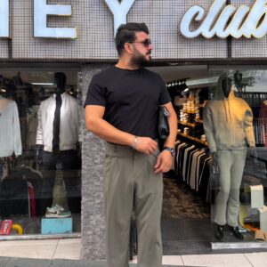 Pile Detaylı Baggy Pantolon Yeşil