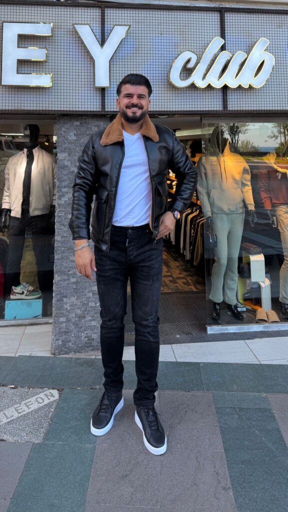 İçi Kahverengi Kürklü Deri Ceket