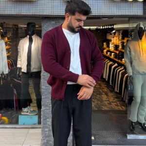 Selanik Örgüsü Hırka Bordo