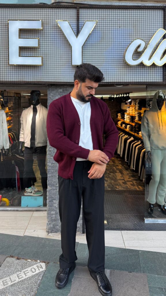 Selanik Örgüsü Hırka Bordo