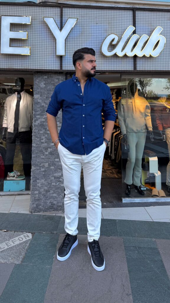 Slim Fit Gömlek Koyu Mavi