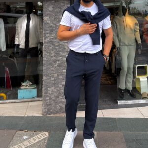 Beli Lastikli Jogger Pantolon Lacivert