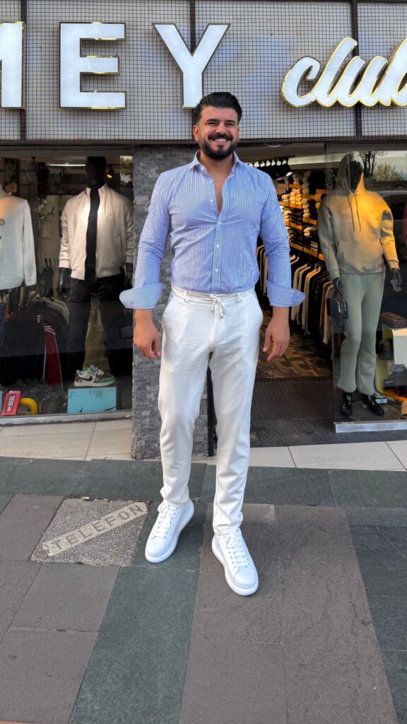 Çizgili Gömlek Mavi