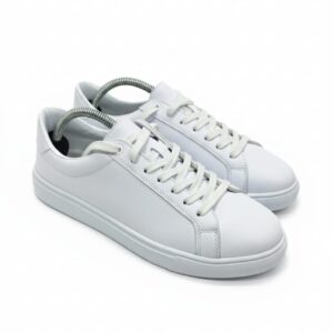 Erkek beyaz bağcıklı düz spor ayakkabı