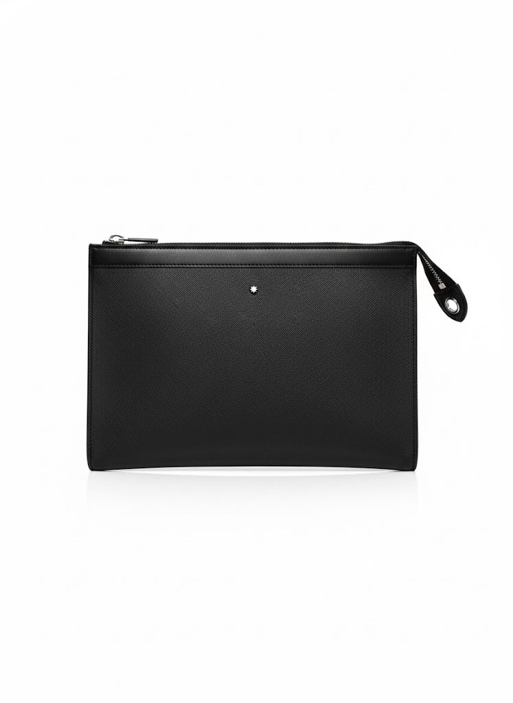 Siyah Saffiano görünümlü, metal amblemli erkek portföy çanta