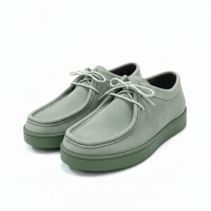 Çağla yeşili süet görünümlü bağcıklı erkek spor kundura