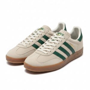 Krem süet ve yeşil şeritli erkek retro spor ayakkabı