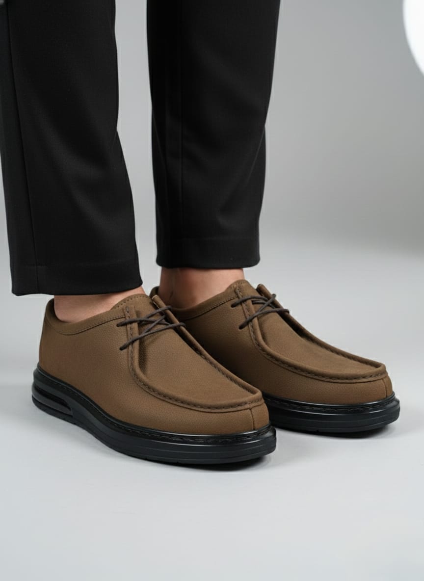 Kahve Spor Kundura Kombin Siyah pantolon ve koyu kahve spor kundura kombini