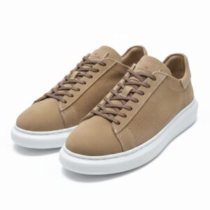 Erkek vizon rengi delikli süet görünümlü spor ayakkabı