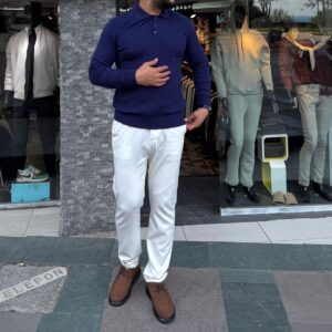 Mevsimlik Polo Yaka Sweat Lacivert