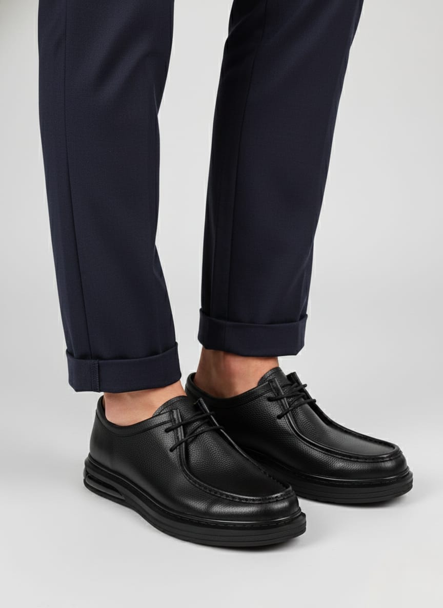 Siyah Spor Kundura Kombin Lacivert pantolon ve siyah dokulu spor kundura kombini