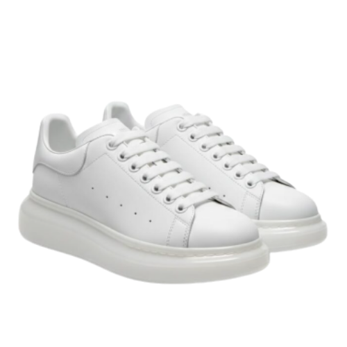 Erkek beyaz kalın tabanlı spor ayakkabı, delikli deri dokusu, günlük kullanım